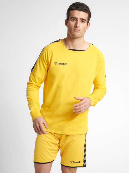 hmlAUTHENTIC TRAINING SWEAT, SPORTS YELLOW, model