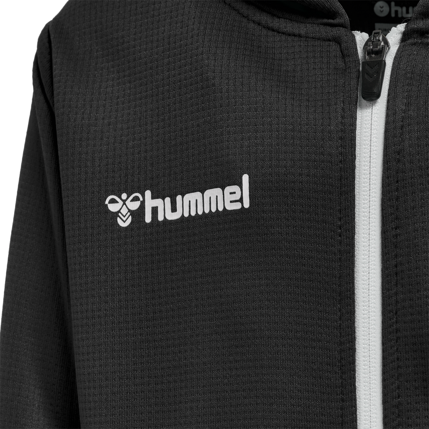 hmlAUTHENTIC KIDS POLY ZIP HOODIE, BLACK/WHITE, packshot