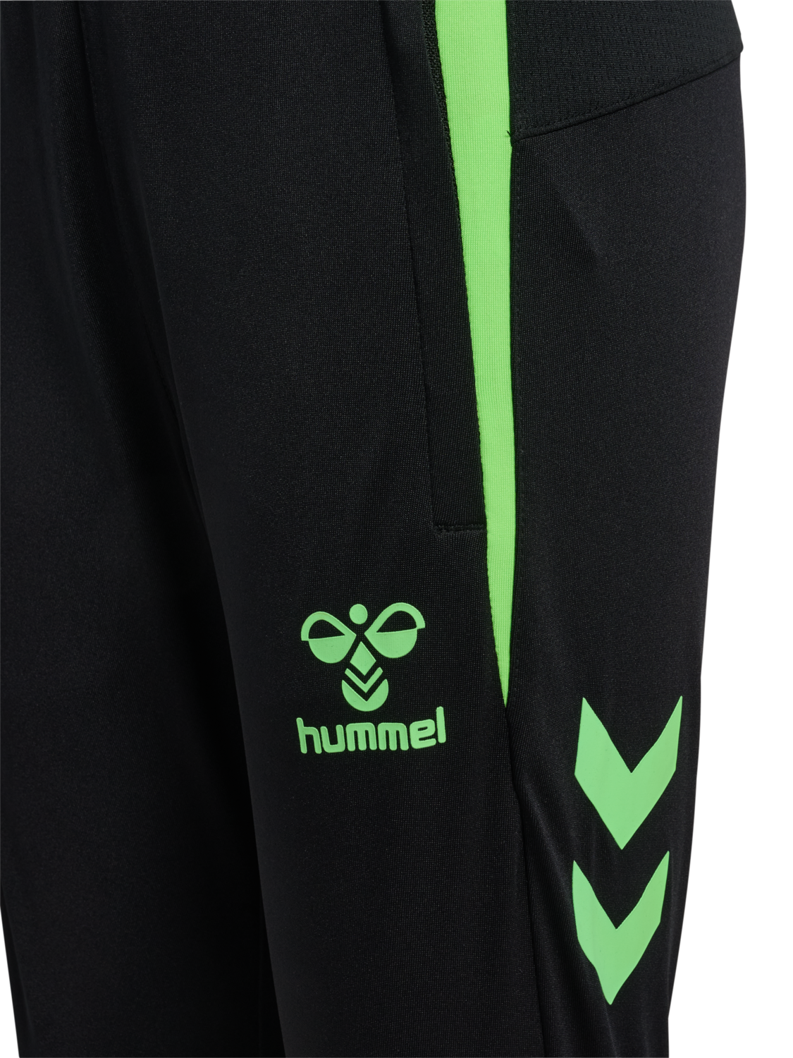 hmlLEAD 2.0 TRAINING PANTS KIDS, BLACK/GREEN GECKO, packshot