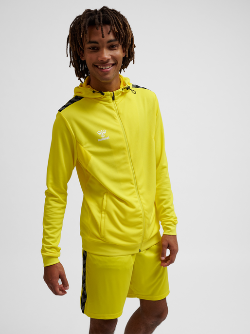 hmlAUTHENTIC PL ZIP HOODIE, BLAZING YELLOW, model