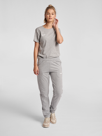 hmlGO COTTON PANT WOMAN, GREY MELANGE, model