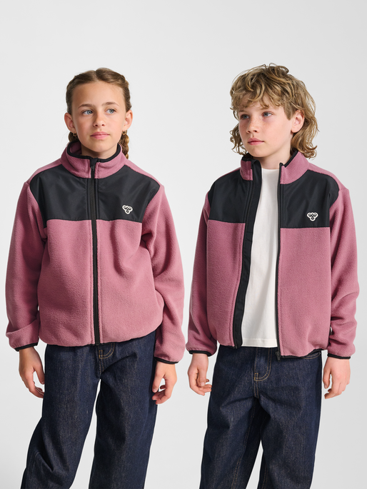 hmlJR FLEECE ZIP JACKET, DUSKY ORCHID, model