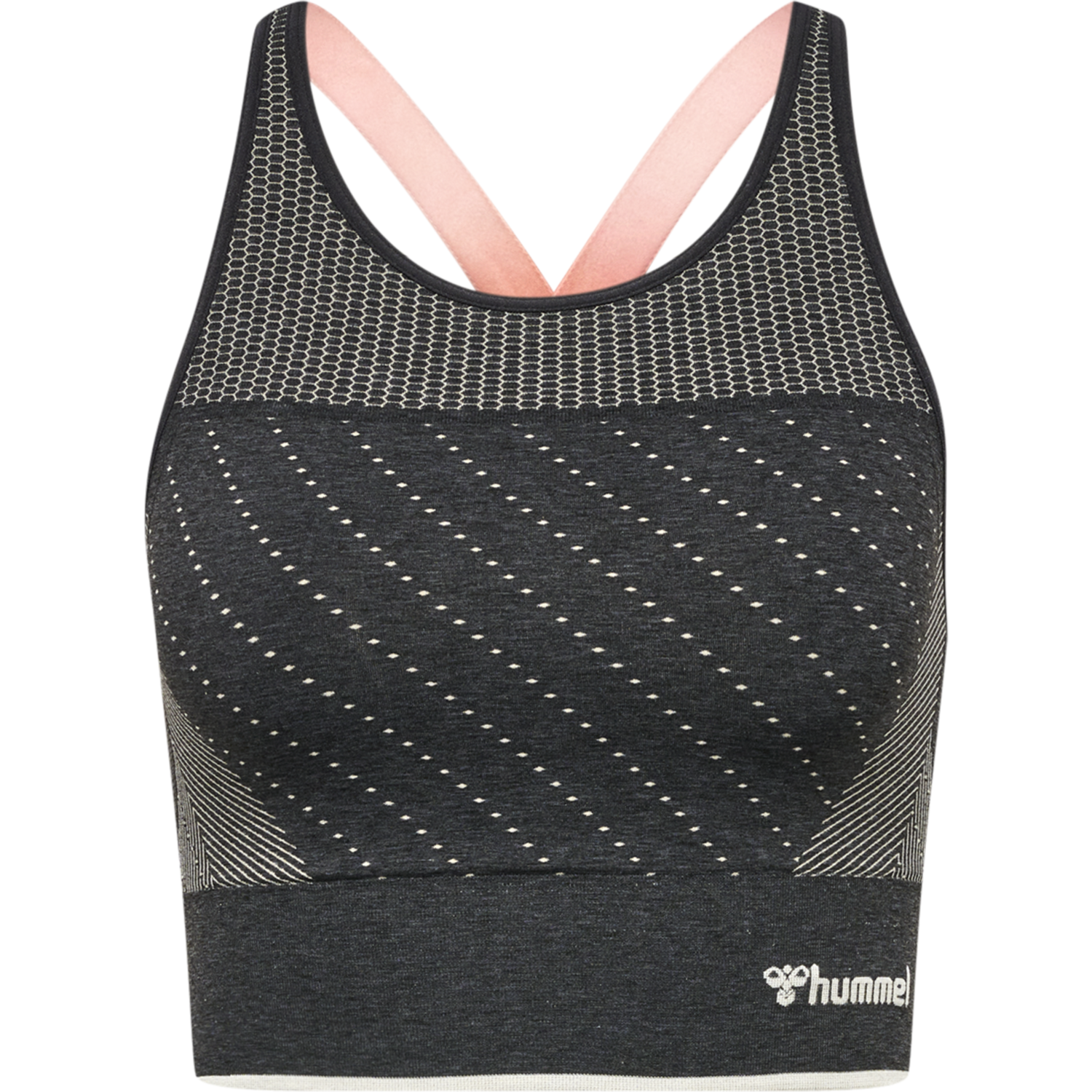 hmlMT HANA SEAMLESS SPORTS TOP, BLACK MELANGE, packshot