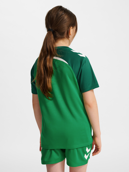hmlLEAD 2.0 JERSEY S/S KIDS, JELLY BEAN/EVERGREEN, model