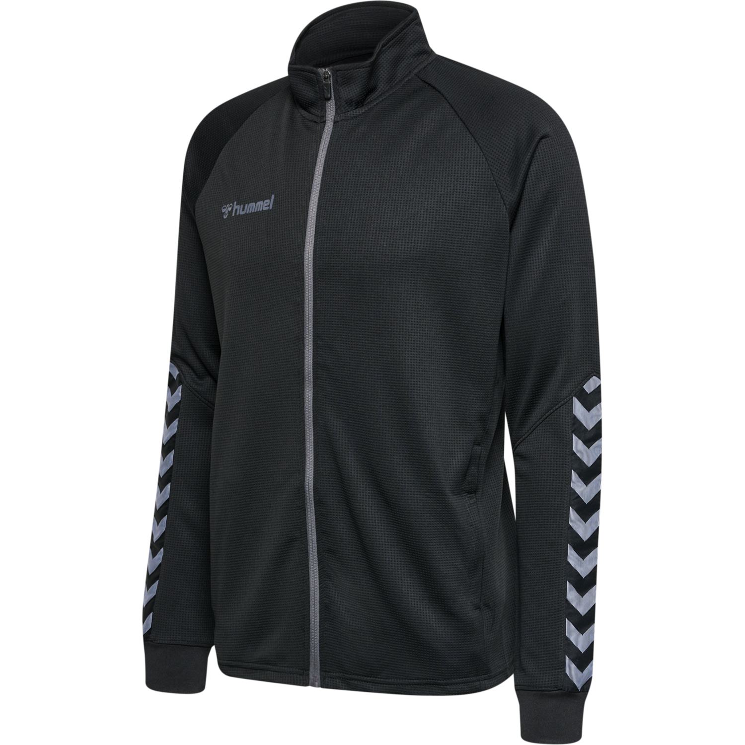 hmlAUTHENTIC POLY ZIP JACKET, BLACK/ASPHALT, packshot