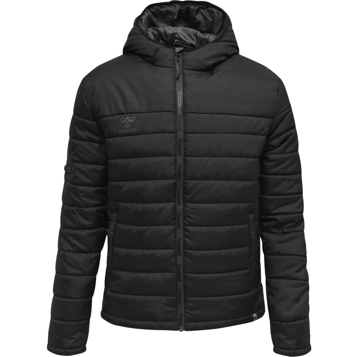 hmlNORTH QUILTED HOOD JACKET, BLACK/ASPHALT, packshot