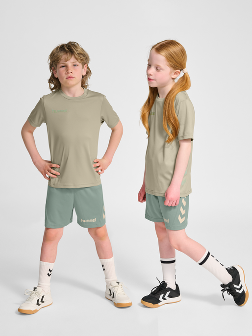 hmlPROMO KIDS DUO SET, ABBEY STONE/ICEBERG GREEN, model