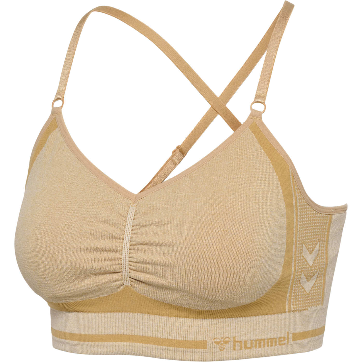 hmlMT LULU SEAMLESS SCRUNCH BRA, CURDS & WHEY MELANGE, packshot