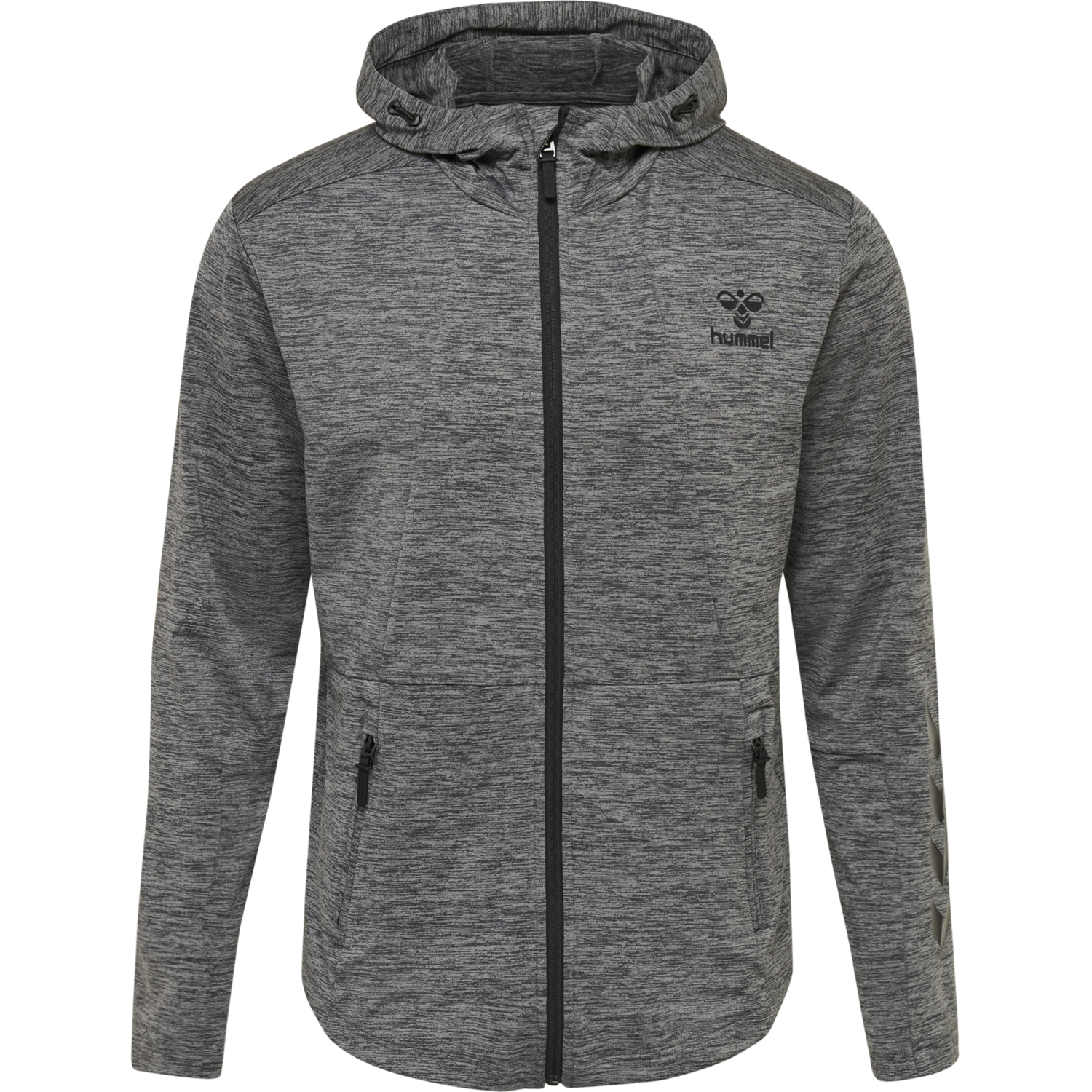 hmlASTON ZIP HOODIE, DARK GREY MELANGE, packshot
