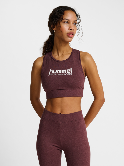 hmlPULSE LOGO LIGHT SUPPORT BRA, FUDGE MELANGE, model