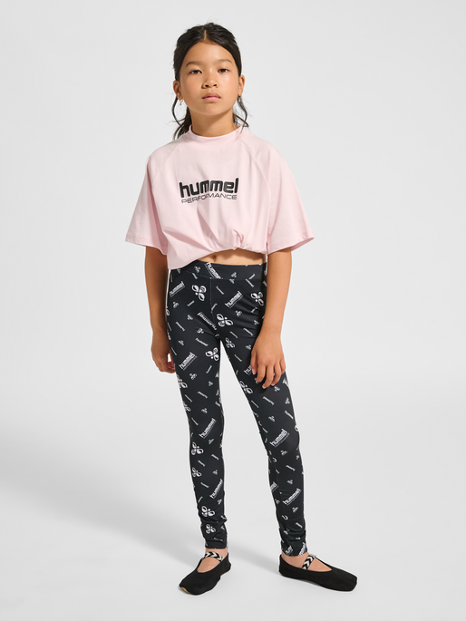 hmlJR GYM TIGHTS, BLACK/WHITE, model