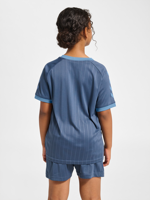 hmlJR GOAL STRIPE T-SHIRT S/S, BERING SEA, model