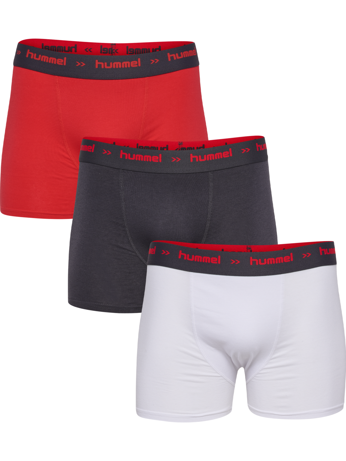 hmlRISE 3-PACK BOXERS, NINE IRON/WHITE/TRUE RED, packshot