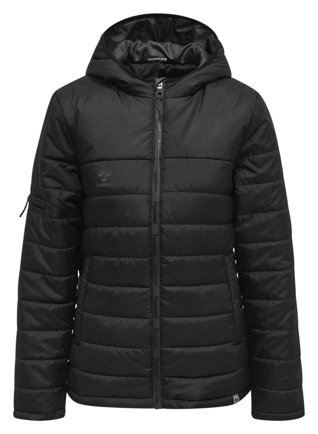 hmlNORTH QUILTED HOOD JACKET WOMAN, BLACK/ASPHALT, packshot