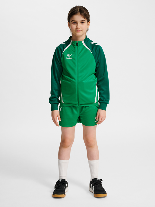hmlLEAD 2.0 TRACK ZIP JACKET KIDS, JELLY BEAN/EVERGREEN, model