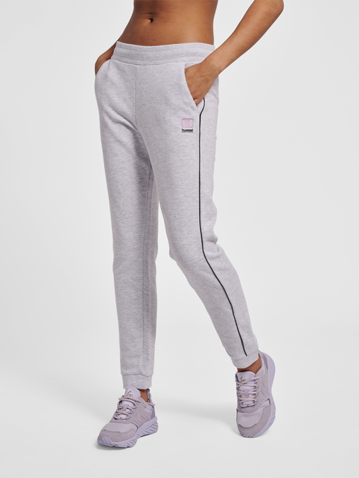 hmlLGC YOKO REGULAR PANTS, LIGHT GREY MELANGE, model