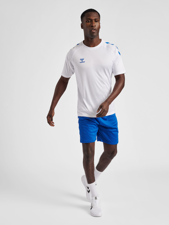 hmlCORE XK CORE POLY T-SHIRT S/S, WHITE/TRUE BLUE, model