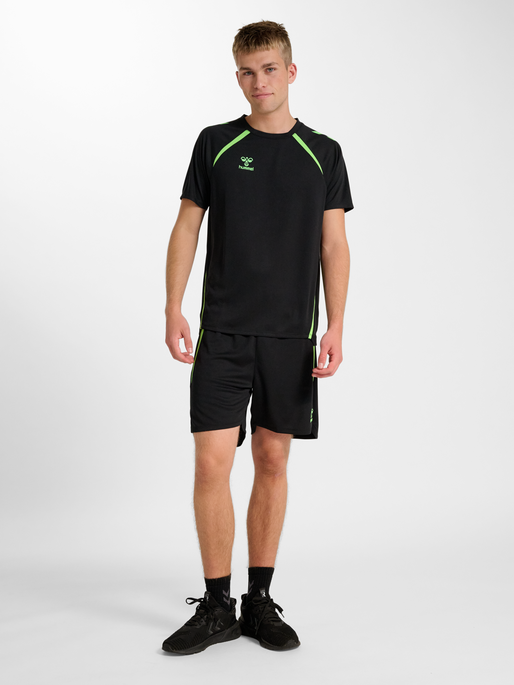 hmlLEAD 2.0 JERSEY S/S, BLACK/GREEN GECKO, model