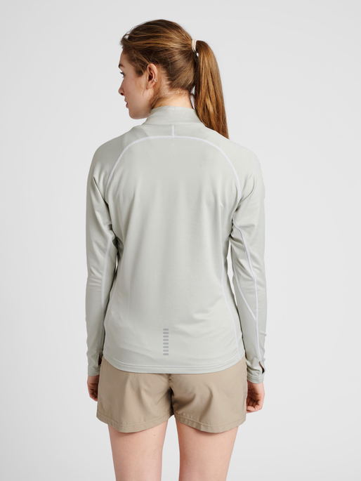 WOMEN 1/2 ZIP L/S, OYSTER MUSHROOM MELANGE, model