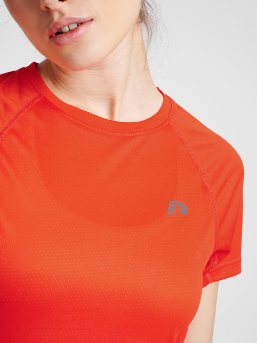 WOMEN RUNNING T-SHIRT S/S, SPICY ORANGE, model